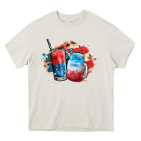 Cream Red white and blue slushy cocktail Heavy Core Tee - FaDigitalArtStudio