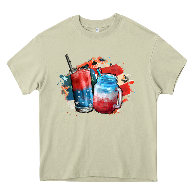 Red White And Blue Slushy Cocktail Heavy Core Tee by FaDigitalArtStudio | Teevron