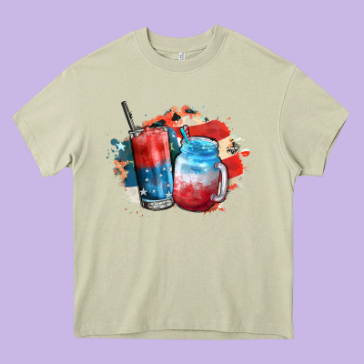 Red White And Blue Slushy Cocktail Heavy Core Tee Designed By Fadigitalartstudio