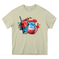 Mossy Red white and blue slushy cocktail Heavy Core Tee - FaDigitalArtStudio