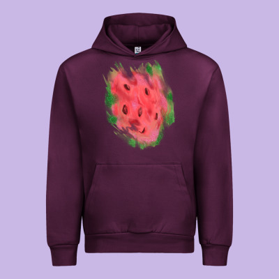 Watermelon Glitter Watercolor Brushstrokes Patch Urban Hoodie Designed By Ranaportraitstore
