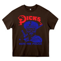 Chocolate Brown Dicks Hate The Police Heavy Core Tee - artisFamous