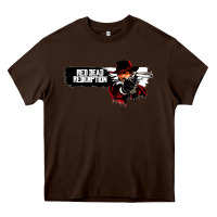 Chocolate Brown Red Dead Redemption 2 Red Moon Cowboy Heavy Core Tee - artisFamous