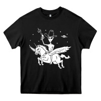 Black alien riding unicorn  cool ufo cowboy Heavy Core Tee - artisFamous