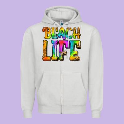 Beach Life Zipper Hoodie Designed By Jasminsmagicworld