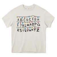 Cream Stranger Lights Alphabet Heavy Core Tee - artisFamous