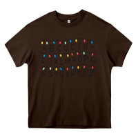 Chocolate Brown Stranger Lights Alphabet Heavy Core Tee - artisFamous