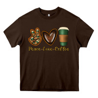 Chocolate Brown peace love coffee Heavy Core Tee - Jasminsmagicworld