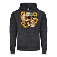 Vintage Black skull flowers and gemstone Vintage Hoodie - Artiststas