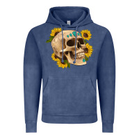 Vintage Denim skull flowers and gemstone Vintage Hoodie - Artiststas