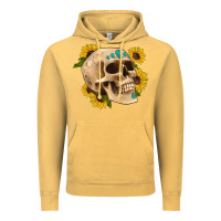 Vintage Mustard skull flowers and gemstone Vintage Hoodie - Artiststas