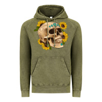 Vintage Olive skull flowers and gemstone Vintage Hoodie - Artiststas