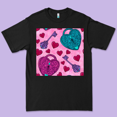 Valentines Day Lock And Key Seamless Pattern Premium Tee Designed By Bundleandbundleshop