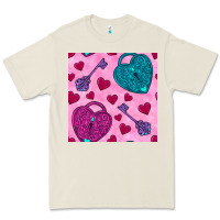 Bone valentines day lock and key seamless pattern Premium Tee - BundleAndBundleShop