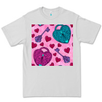 Dove Grey valentines day lock and key seamless pattern Premium Tee - BundleAndBundleShop