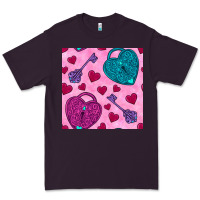 Plum valentines day lock and key seamless pattern Premium Tee - BundleAndBundleShop