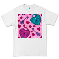 White valentines day lock and key seamless pattern Premium Tee - BundleAndBundleShop