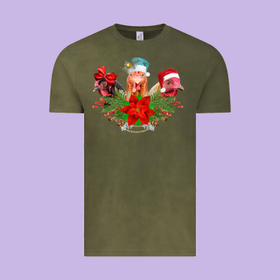 Chickens Christmas Vintage Tee Designed By Cowhidedigitalart