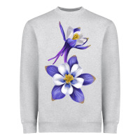 Heather Grey Colorado Rocky Mountain Columbine Flower Heavyweight Sweatshirt - RanaPortraitStore
