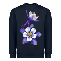 Navy Colorado Rocky Mountain Columbine Flower Heavyweight Sweatshirt - RanaPortraitStore