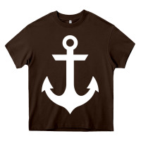 Chocolate Brown preppy nautical anchor Heavy Core Tee - artisFamous