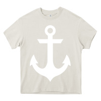 Cream preppy nautical anchor Heavy Core Tee - artisFamous