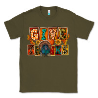 Army Green Give Thanks Thanksgiving Classic Tee - FaDigitalArtStudio