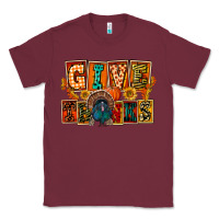Burgundy Give Thanks Thanksgiving Classic Tee - FaDigitalArtStudio