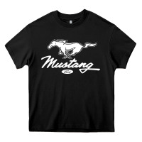 Black mustang pony script Heavy Core Tee - artisFamous
