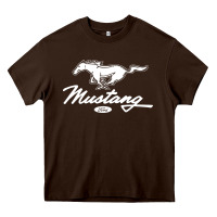 Chocolate Brown mustang pony script Heavy Core Tee - artisFamous