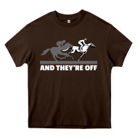 Chocolate Brown horse racing Heavy Core Tee - artisFamous