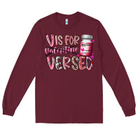 Burgundy v is for valentine versed Long Sleeve Tee - RacoonDesign