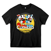 Black Cuphead Heavy Core Tee - artisFamous