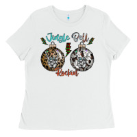White Jingle Bell Rockin Ladies Tee - CowhideDigitalArt