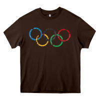 Chocolate Brown OLYMPIC RINGS Heavy Core Tee - artisFamous