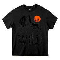 Black stay wild illustration with mountain Heavy Core Tee - artisFamous