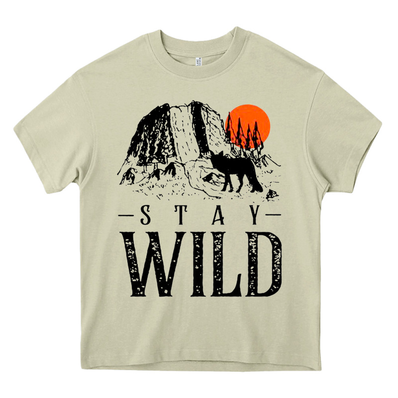 Stay Wild Illustration With Mountain Heavy Core Tee by artisFamous | Teevron