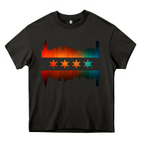 Asphalt chicago flag skyline Heavy Core Tee - artisFamous