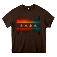 Chocolate Brown chicago flag skyline Heavy Core Tee - artisFamous