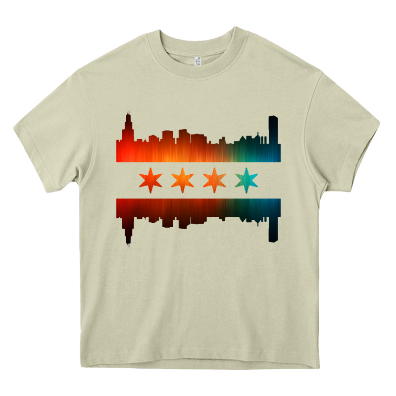 Chicago Flag Skyline Heavy Core Tee by artisFamous | Teevron