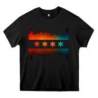 Black chicago flag skyline Heavy Core Tee - artisFamous