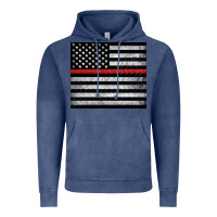 Vintage Denim thin red line American flag metal floor Vintage Hoodie - Artiststas
