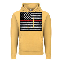 Vintage Mustard thin red line American flag metal floor Vintage Hoodie - Artiststas