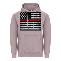 Thin Red Line American Flag Metal Floor Vintage Hoodie | Teevron