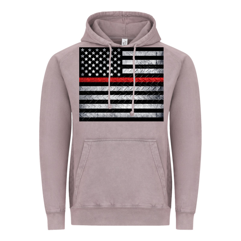 Thin Red Line American Flag Metal Floor Vintage Hoodie by Artiststas | Teevron