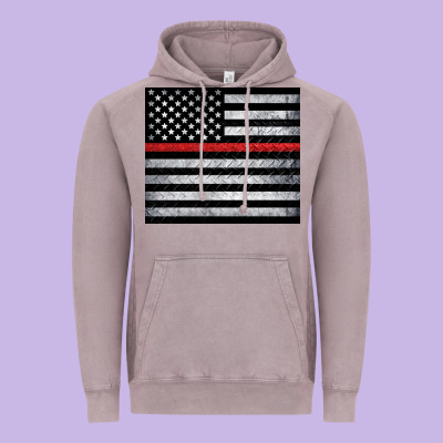 Thin Red Line American Flag Metal Floor Vintage Hoodie Designed By Artiststas