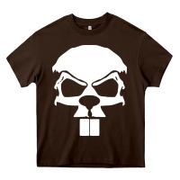 Chocolate Brown crazy beaver skull Heavy Core Tee - artisFamous