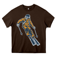 Chocolate Brown born to ski Heavy Core Tee - artisFamous
