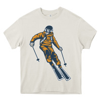 Cream born to ski Heavy Core Tee - artisFamous