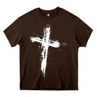 Chocolate Brown cross Heavy Core Tee - artisFamous